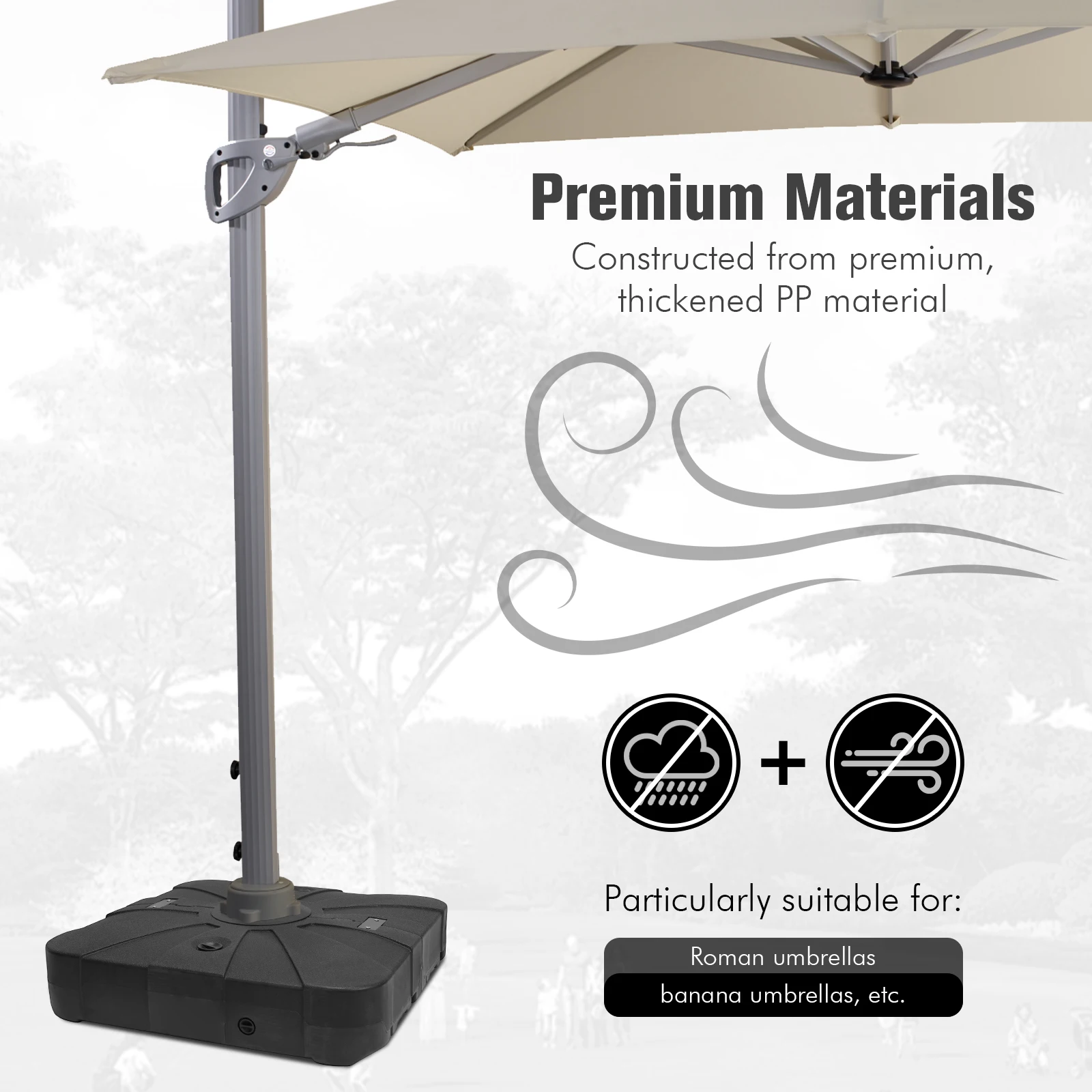 Cantilever Umbrella Base Fillable Stable Umbrella Stand with Wheels Convenient Sunshade Base Outdoor Patio Umbrella Holder