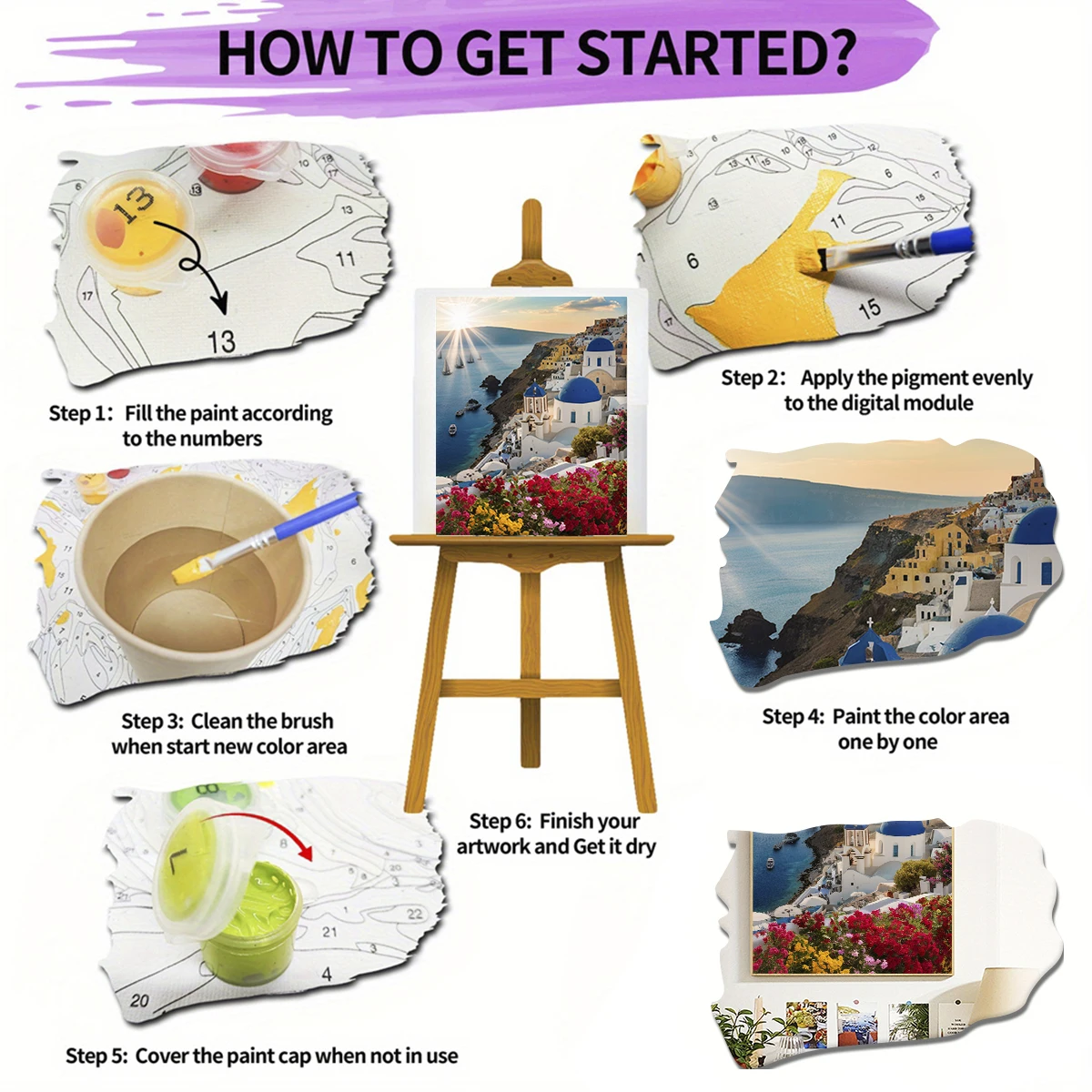 Painting by Numbers Kits City Landscape Painting for Adults DIY HandPainted on Canvas with Framed Oil Picture