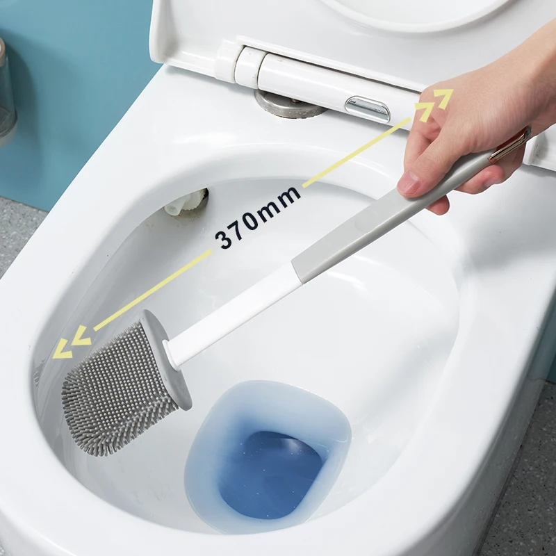 SLAH Set Di 2 Scopino Wc Silicone, Scopino Bagno Wc Con Manico Lungo In Plastica Antiscivolo E Setole Morbide E Flessibili Lungo La Base Antigoccia, Scopettino Bagno (BLU