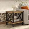 Farmhouse Side Table Industrial Style Sofa Table Coffee Table Metal X Wood Accent End 2