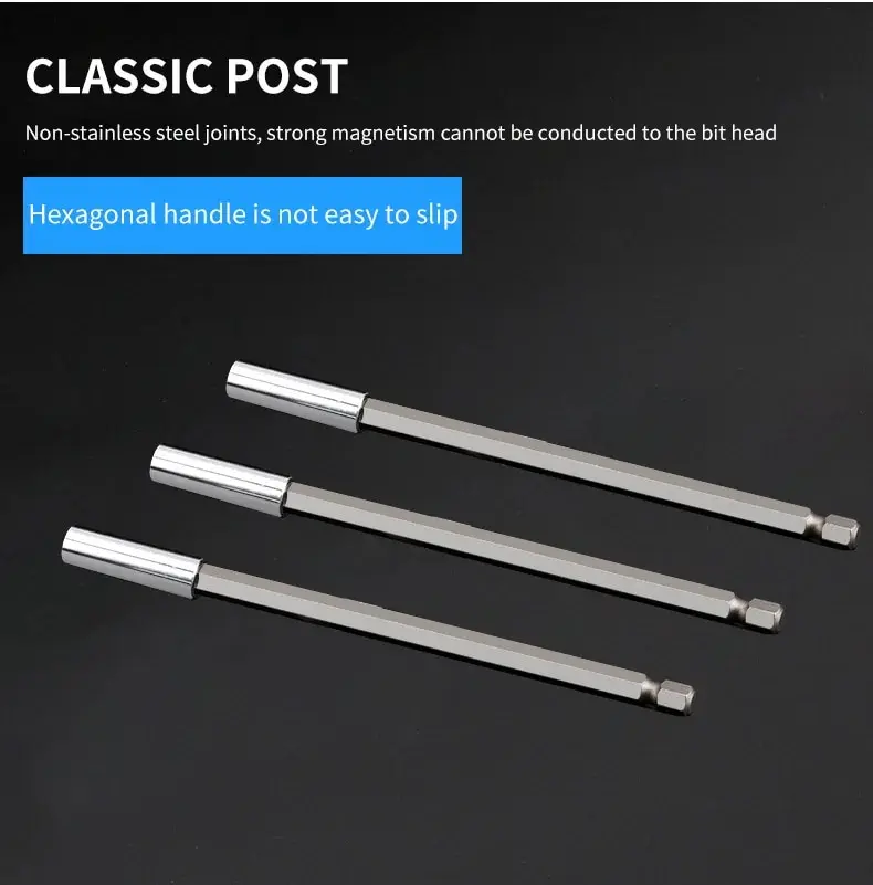 Electric Drill Attachment Tool Accessories Hand Electric Drill Hexagonal Handle Big Head Pop-up Quick-off Self-Locking Connecting Rod Lengthened