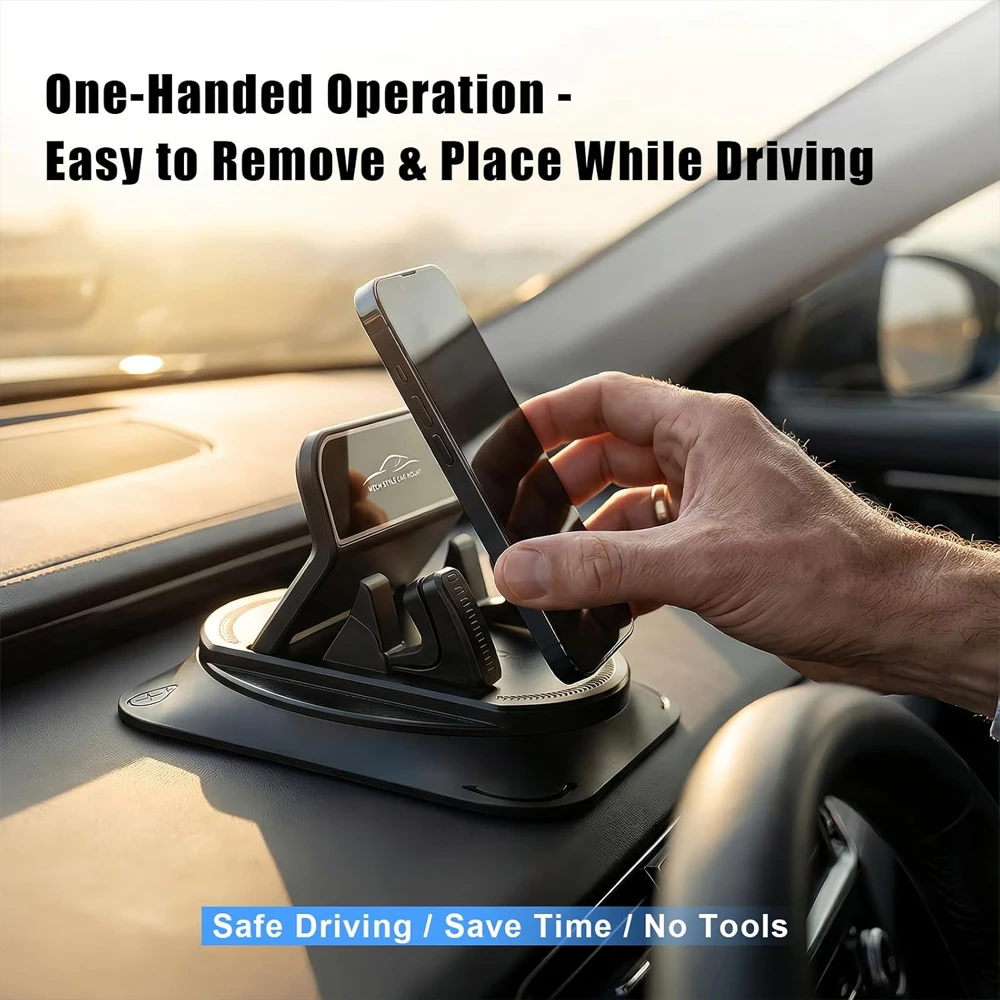 Universal One-Hand Operated Rotating Phone Stand with Non-Vibration Double Layer Holder