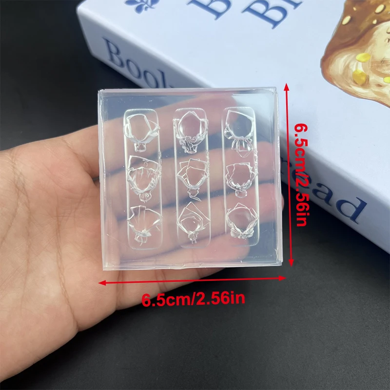 1Pcs 실리콘 보우 네일 아트 몰드 장미 꽃 꽃다발 스타일 높은 투명도 3D 네일 장식 네일 참 DIY 매니큐어 몰드