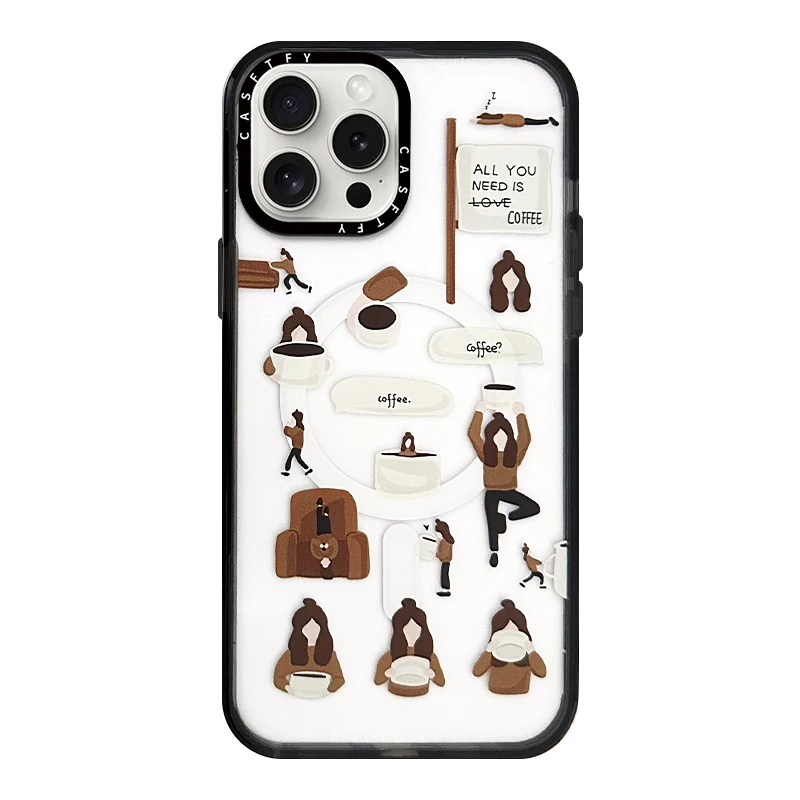 

Caset girl coffee pattern suitable for iPhone15promax Apple anti -fall protection mobile phone case