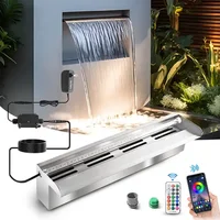 Stainless Steel Fountain Waterfall Wall Outdoor Garden Decoration Pool Waterfall RGB 60/90/120cm Water descent 1