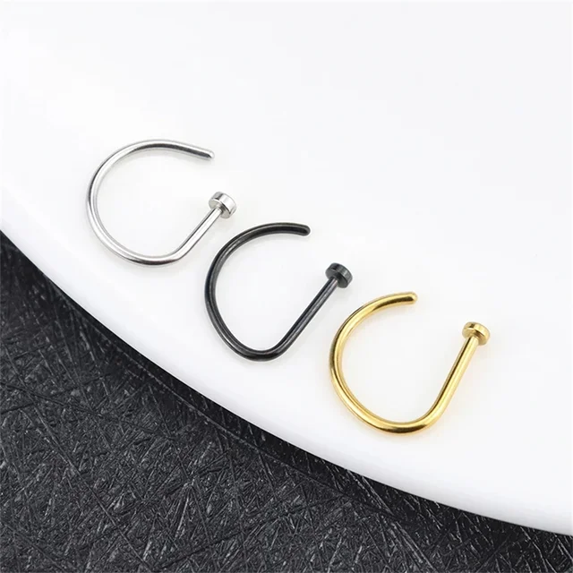 Women Men Fake Piering Nose Ring Earrings Fashion punk Non Piercing Nose Clip Stainless Steel Perforation Septum Body Jewelry 2