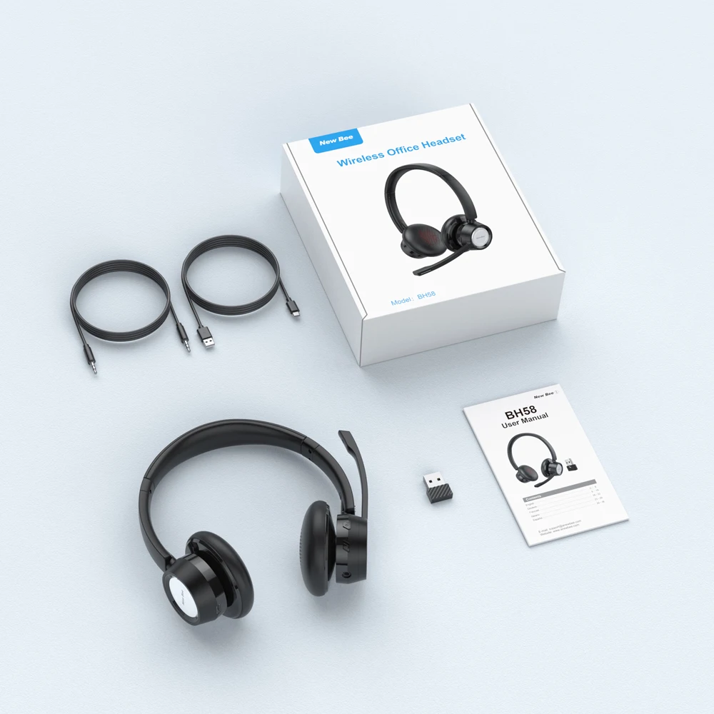 New Bee-auriculares inalámbricos BH58 con Bluetooth cascos