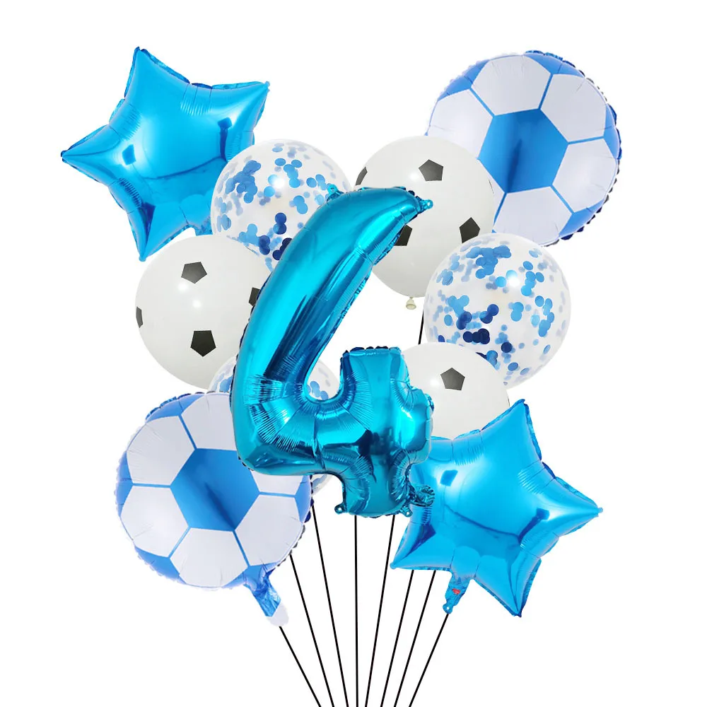thumbnail image 1 of 1 juego de globos de helio de aluminio para fútbol, decoraciones para fiestas de cumpleaños para niños, bolas de números verdes de 32 pulgadas, suministros deportivos para fútbol, 1 of 5