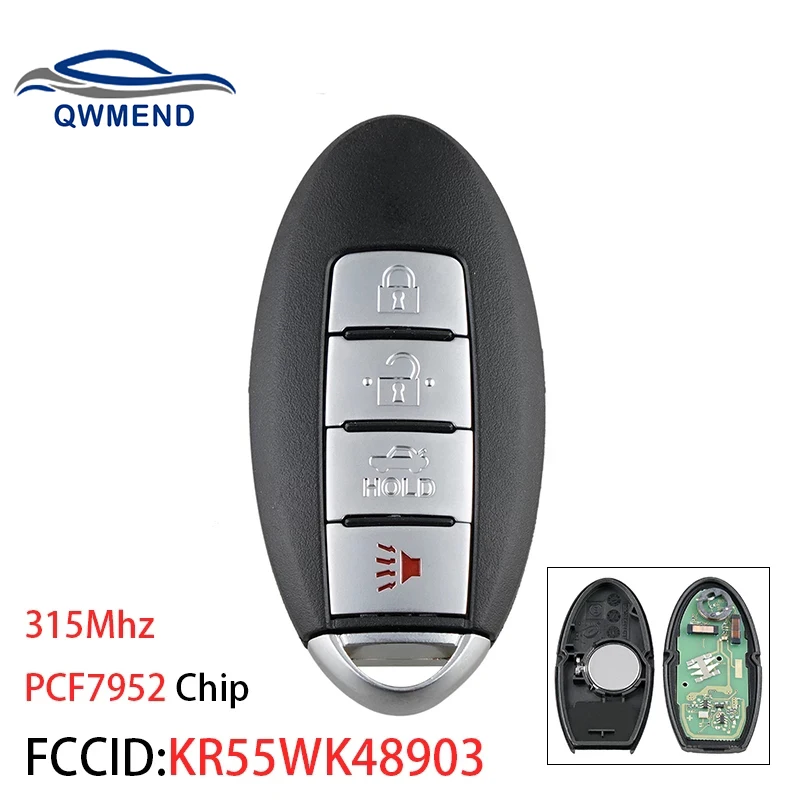 

QWMEND для ключа Nissan KR55WK48903 4 кнопки дистанционный Автомобильный ключ для Nissan Altima Maxima ID46/PCF7952 чип 315 МГц