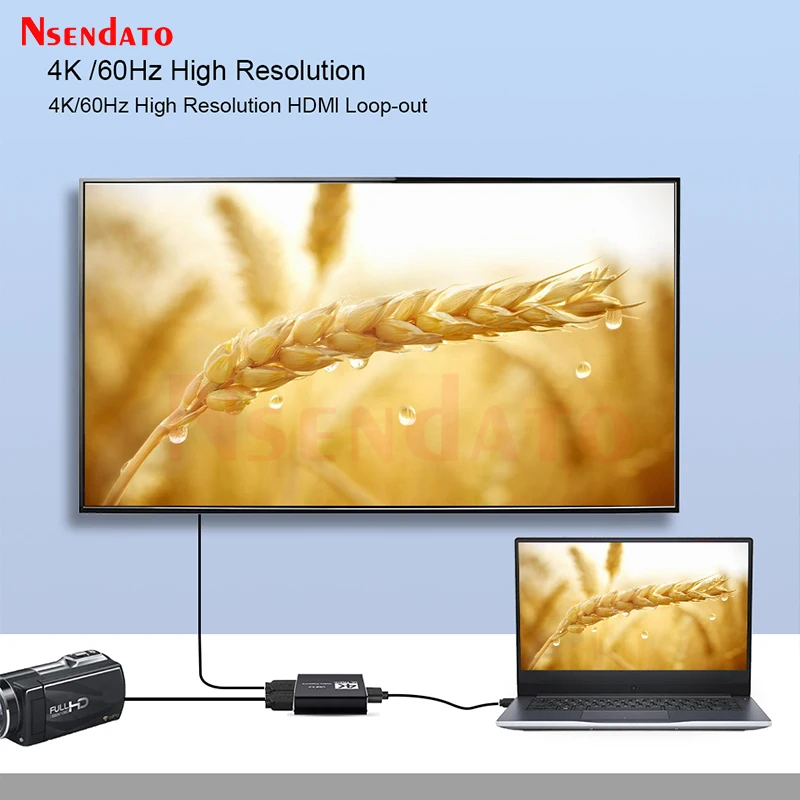 4K USB3.0 HDMI Video Capture Card Box 1080P 60Hz HDMI to USB 3.0 Game Capture Grabber With loop out for PS4 Live PC Camera