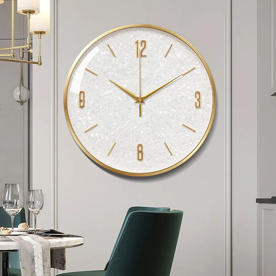 

Quartz Wall Clock Living Room Elegant Classic Needles Decoration Wall Clock Home Gift Number Gold White Glass Wanduhr Home Decor