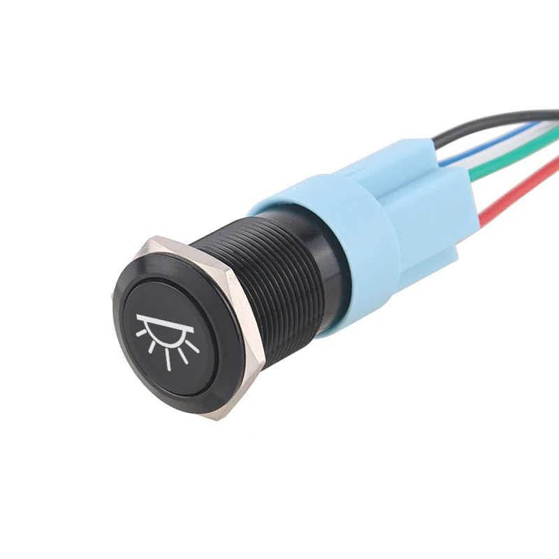 Description Picture 4 of item1pc 16mm/19mm Metal push button Switches for car indicator Customized "interior lighting" Momentary/latching 12V