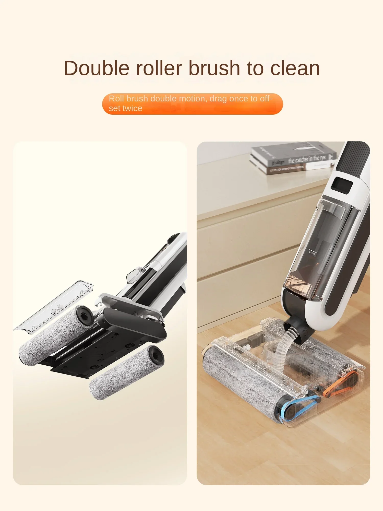 UWANT X100max Floor washer Double rolling brush extended edge cleaning Wireless sweep mop mop integrated vacuum cleaner 3
