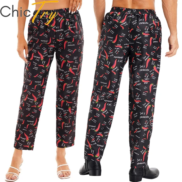 Pantalones elásticos de chef para hombre, pantalones de trabajo y  pantalones de cocina florales