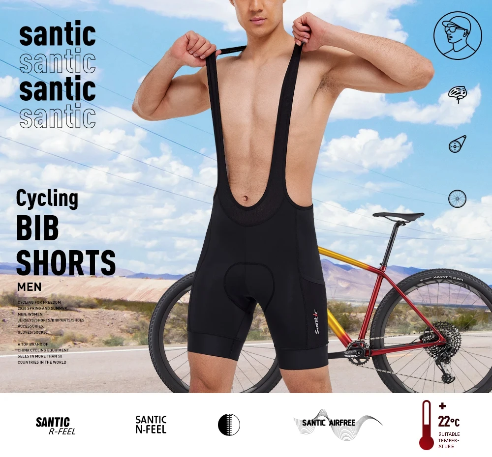 Santic Herren-Radhose, Sommer-Rennradhose, gepolsterte MTB-Fahrradhose, atmungsaktive, elastische Reithose, S-4XL – Detail 9