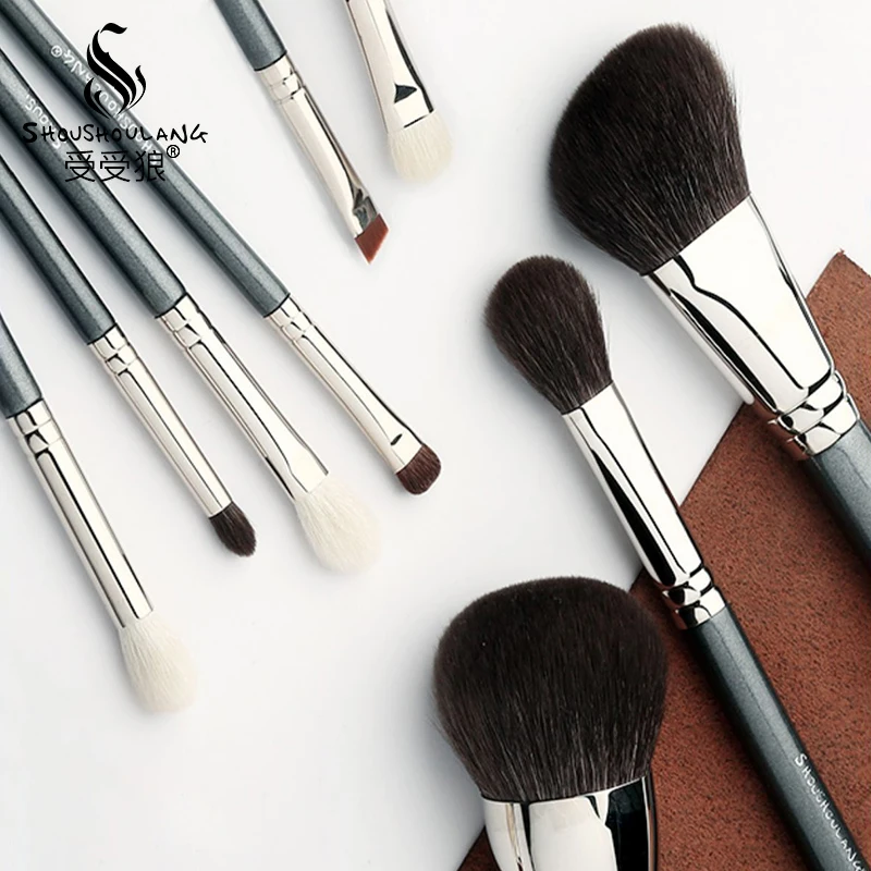Shoushoulang Professional Handmade Make Up Brushes Set 9pcs Face Powder Eye Shadow Brush Saikoho Goat Hair Makeup Brushes Kit 2