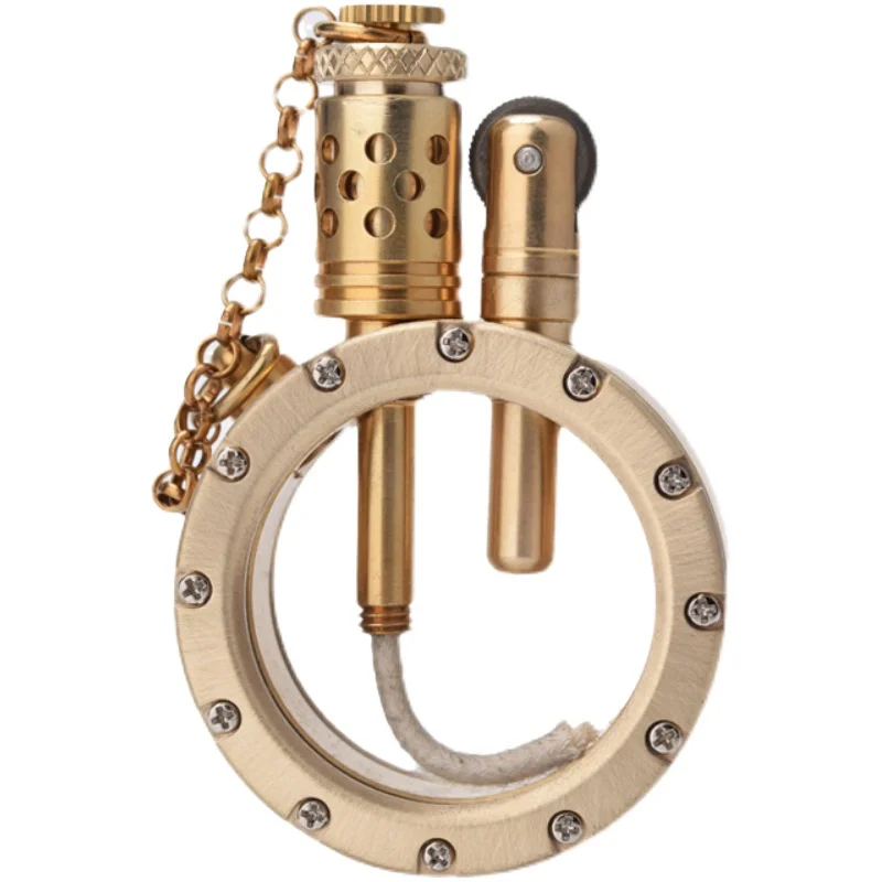 

Brass Handmade lighter visual oil tank personality Kerosene lighter portable