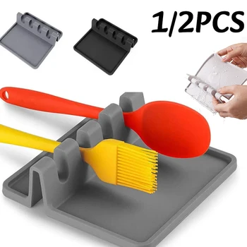 1/2pc Silicone Kitchenware Rack Heat-Resistant Spoon Spatula Shelf Kitchen Multifunctional Shelf Organizer Non-Slip Storage Pad 1