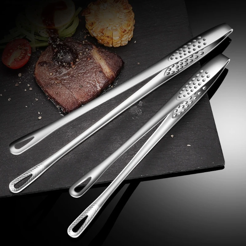 Stainless Steel Barbecue Clamp Tongs Extra Long Tweezer Food Tongs Kitchen Serving Bread Clip Pastry Clamp for Cooking Fish 87HA
