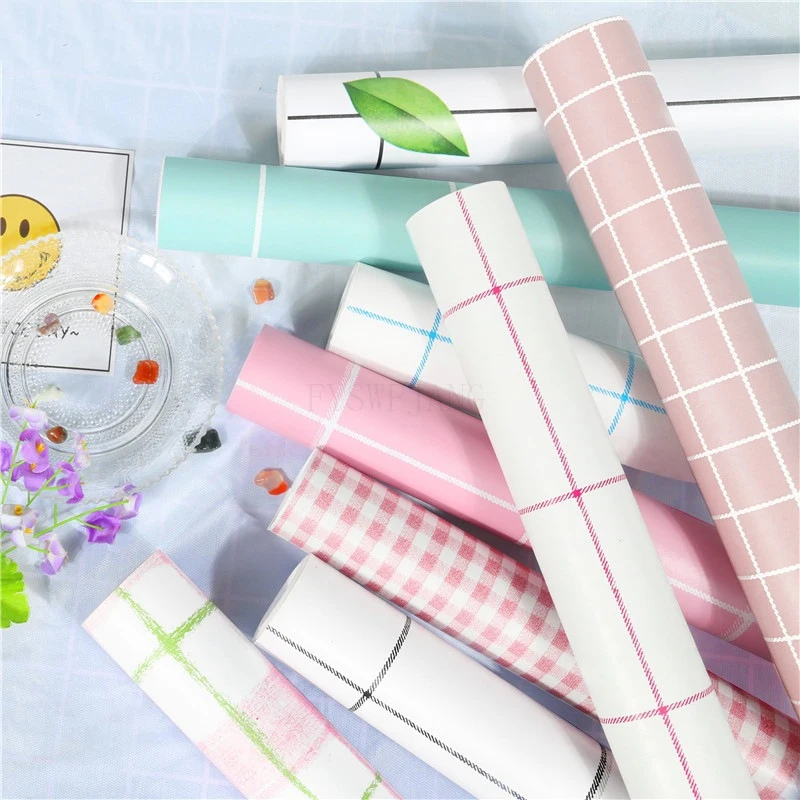 Ins Wind Girl สีชมพู วอลเปเปอร์มีกาวในตัว หอพัก ห้องนอน Fairy Style หลายสี สามมิติ ลายนูน ป้องกันสิ่งแวดล้อม วอลล์เปเปอร์ ของตกแต่งบ้าน บุคลิกภาพ กันน้ำ PVC Trend Lattice Wall Sticker 1