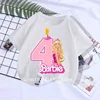 2024 Kawaii Barbie Children Short Sleeves Anime Cartoon Girls Boys Round Neck T-Shirt birthday gift Y2K Kids Clothes Streetwear 1