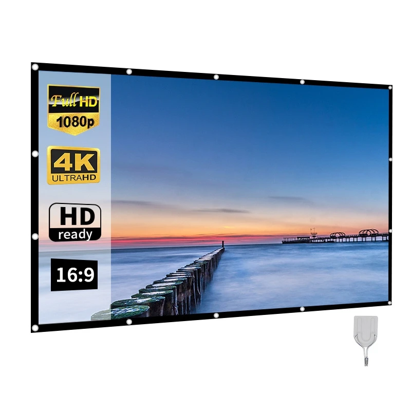 Tela do Projetor Portátil para o Cinema em Casa ao ar Livre hd Branco Dobrável Anti-vinco 84 Polegada - Image 2