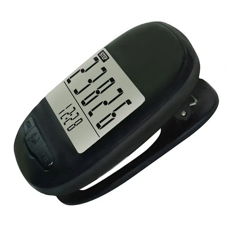 Clip On Pedometer Digital LCD Display Walking Pedometer Step Counter With Clock Function Portable Odometer Fitness Recorder