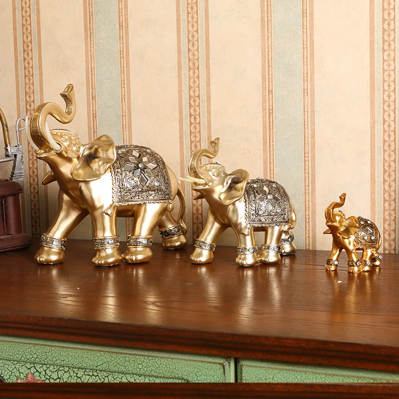 

Nordic Elephant Resin Crafts Statue Golden Elephant Creative Figurines Home Decorations Desk Office Living Room Elephant Decor