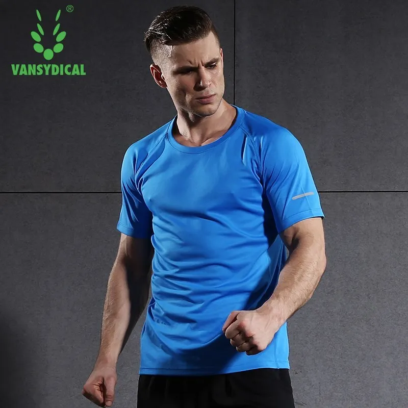Short Sleeve Men Running Shirt Fitness Workout Workout Quick Dry Tops Solid Brethable Sportswear Vansydical