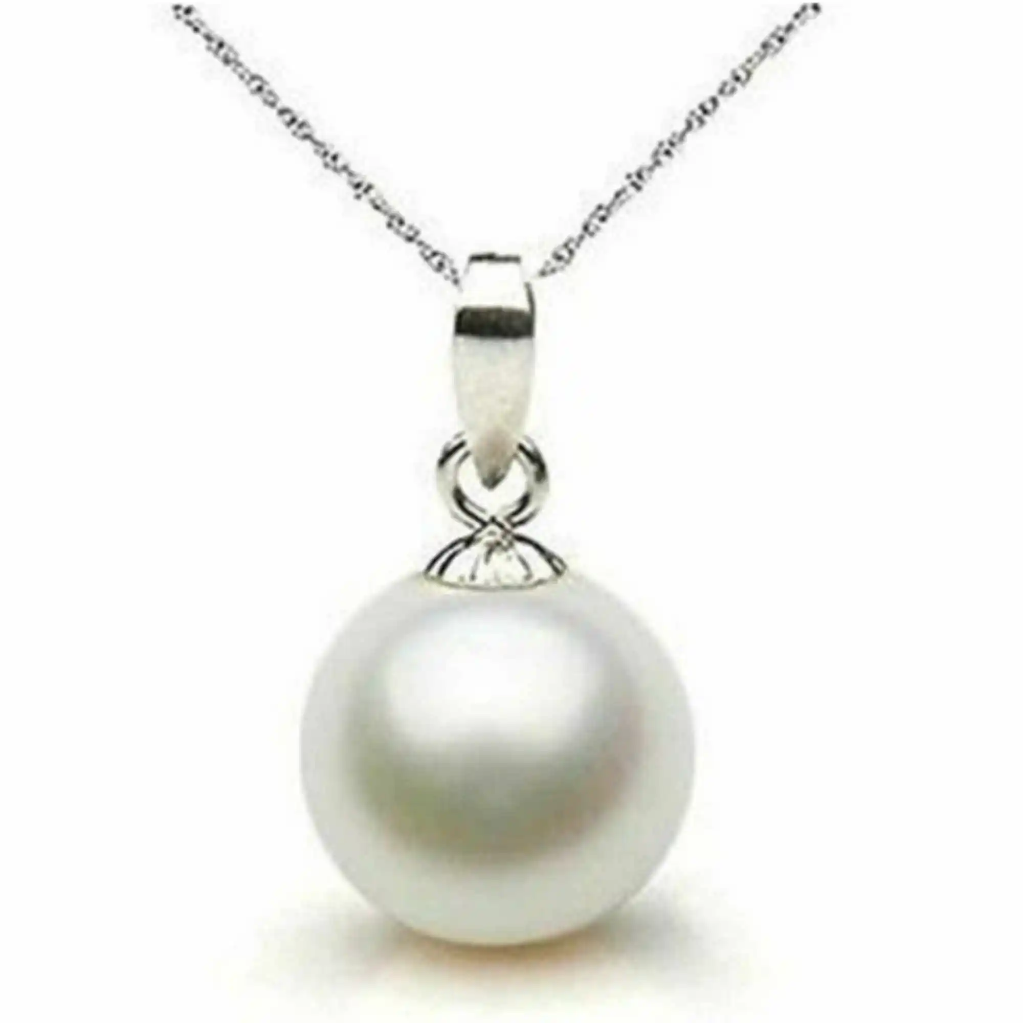 Beautiful 12mm white southsea shell round pearl pendant Necklace Craft Dragon Tibetan Gold Jewelry Quartz Gemstone Silver Women