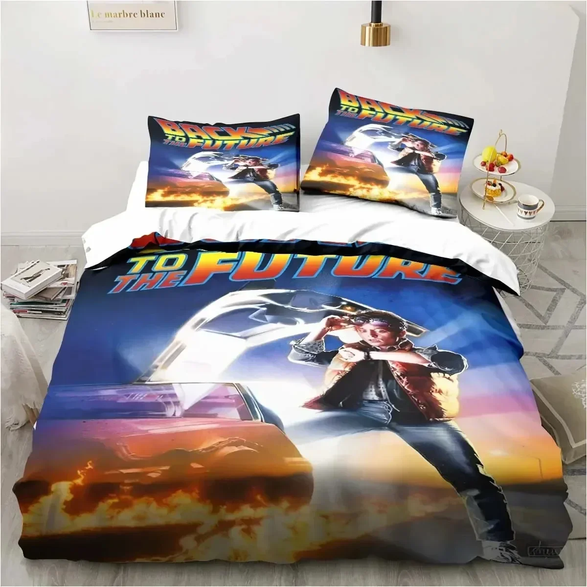 Back To The Future Classic Movie Retro Bedding Set Bed Three Piece Set Single Double Bed Queen Size King Quilt Cover Boy Gift