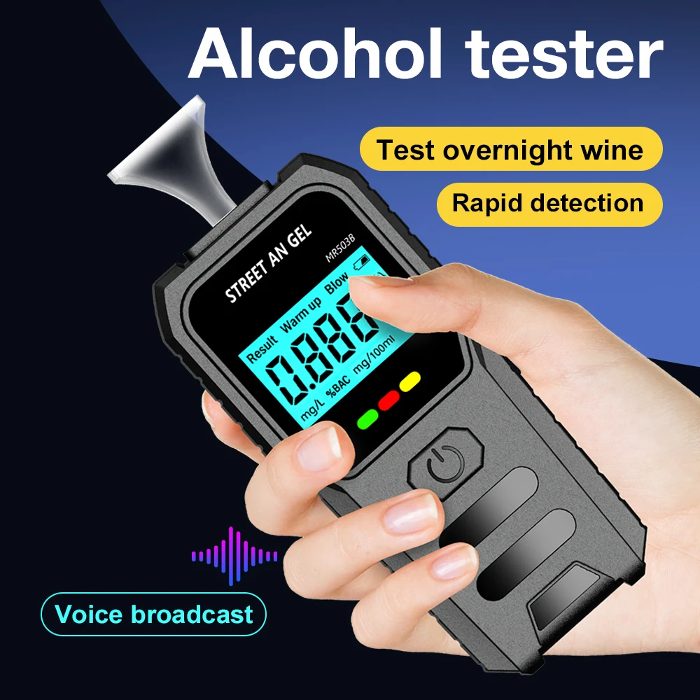 Alhol Check Device LCD Display Alcohol Tester with Voice Broadcast Portable Alcohol ...