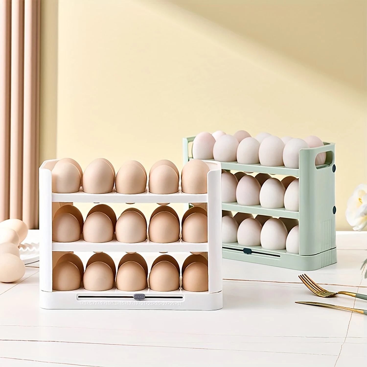 냉장고용 뒤집는 계란 거치대, 플라스틱 계란 보관 용기, 공간 절약, 문짝 계란 거치대, 30 카운트