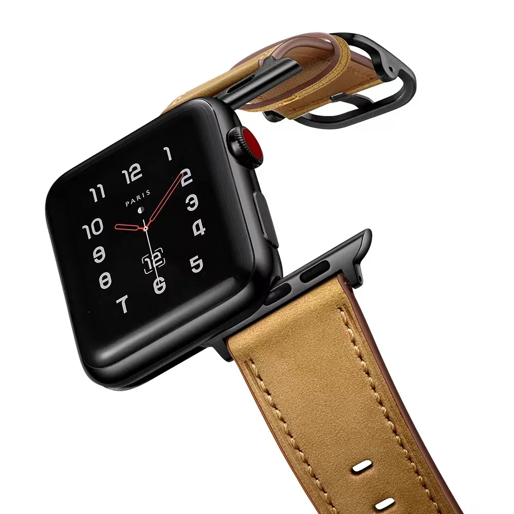 Premium Leather Strap for Apple Watch Ultra 9 8 7 45mm 41mm Soft Bracelet Wristband IWatch Series 6 5 4 3 SE 44mm 42mm 40mm 38mm