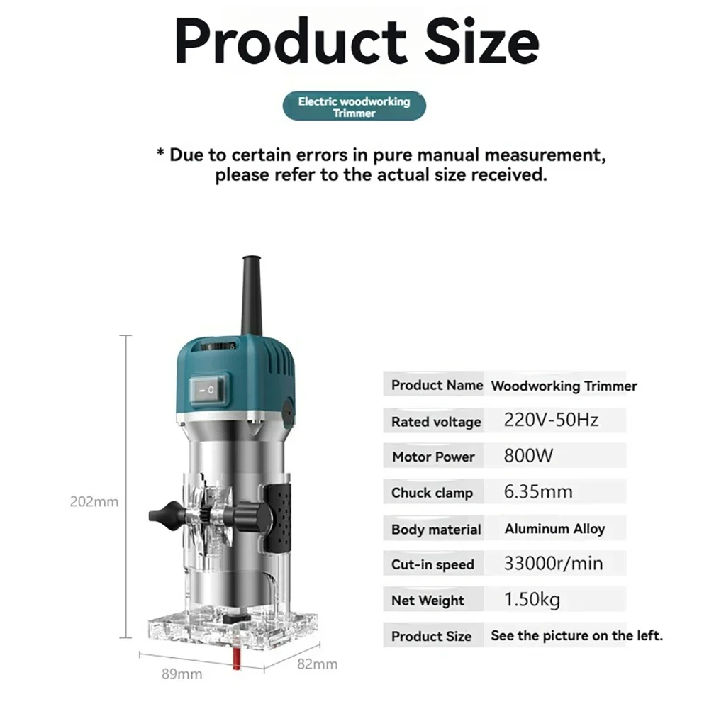 6-Speed Regulation Electric Trimmer Router Woodworking Tools Milling Machine for Wood Carpentry Arc Straight Trimming Slotting