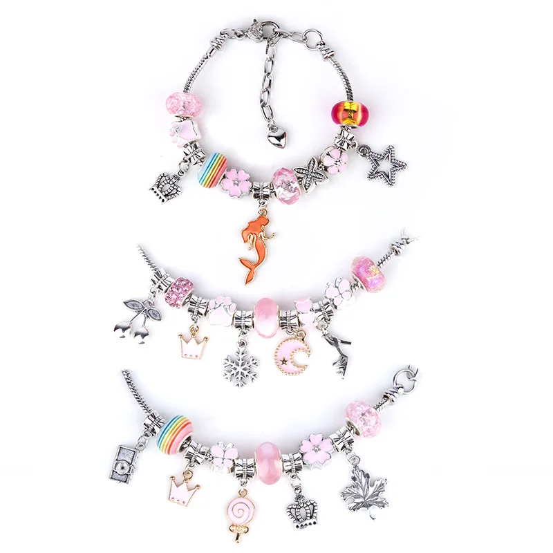 DIY Charms for Bracelet Making Set Beads Pendants Accessories for Bracelet Necklace Children Girl Gifts Jewelry Making Kit
