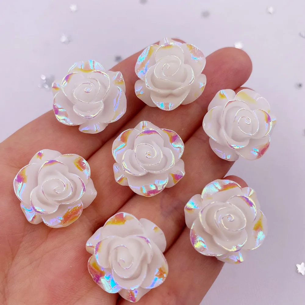 20mm AB 수지 로즈 Flatback 꽃 라인 석 보석 20Pcs 스크랩북 웨딩 장식품 아플리케 공예 DIY SL691