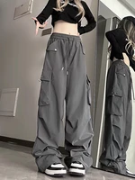 2024 American style large pocket cargo pants women's spring summer new style wide leg pants loose slimming casual sports pants - Image 5