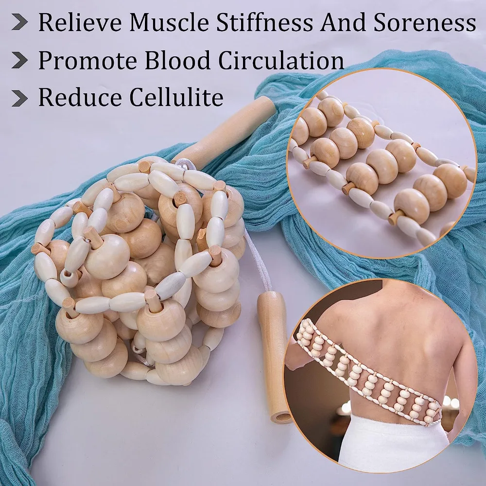 Wood Therapy Massage Tools Gua Sha Board Wooden Scraper Massage Rolls Lymphatic Drainage Tool for Release Cellulite Sore Muscle - immagine 4