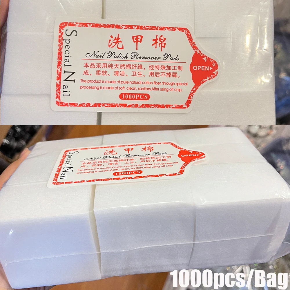 1000/500/100pcs Nail Wipe 100% Cotton Pads Lint Free Gel Nail thumbnail 9