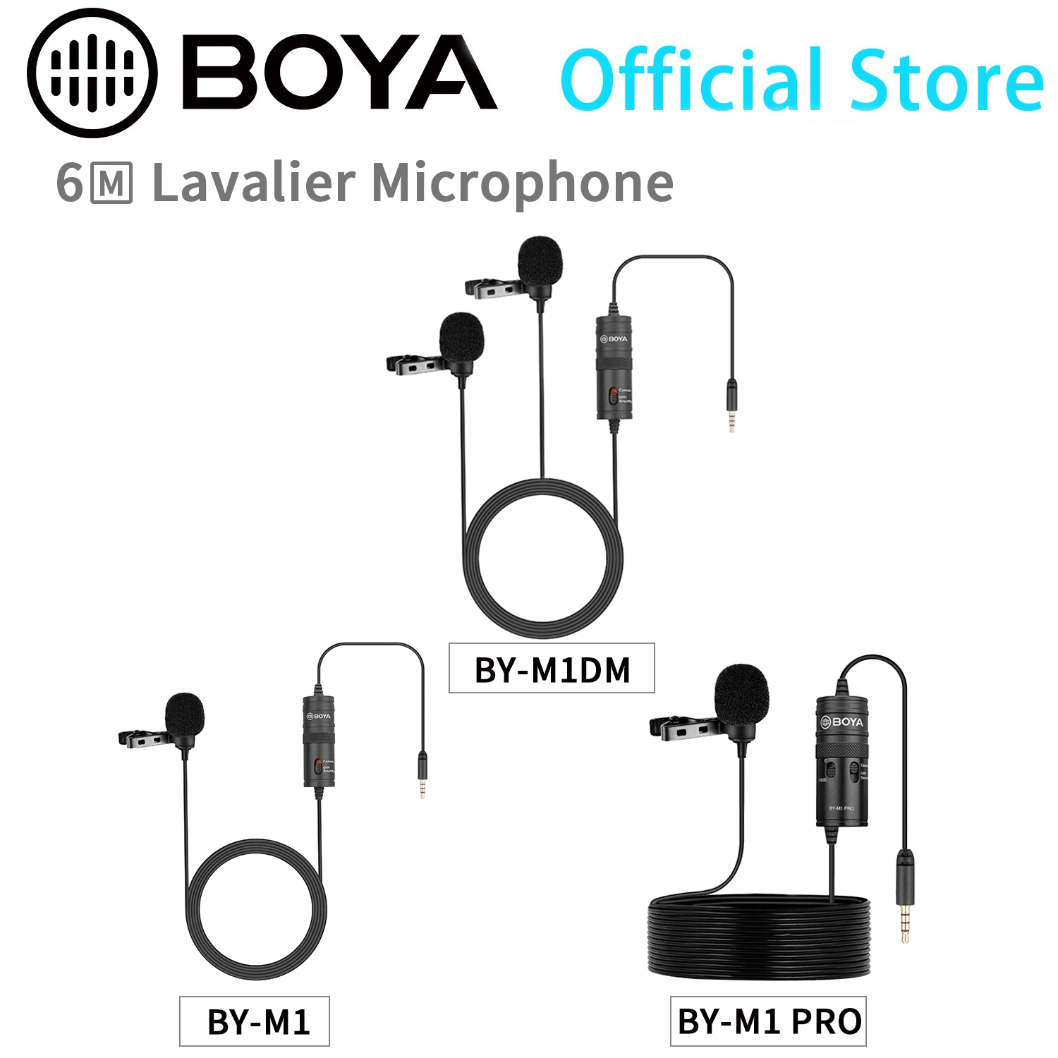 gaming mic BOYA BY-M1/M1 PRO/M1DM 6m Clip-on Omnidirectional Condenser Monitor Lavalier Microphone for Canon iPhone Podcast Nikon Sony gaming headphones with mic