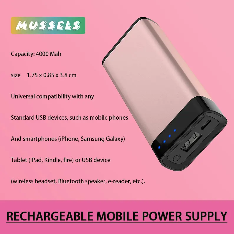 4000mAh Portable Charger Power Bank USB Battery Pack - For iPhone 13, 12, 11, XR, XS, X, 8, 7,, SE, iPad, Android Samsung Galaxy charger smart bracelet Chargers