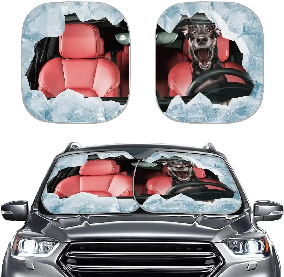 

Suпрепятствия, солнцезащитный козырек для лобового стекла автомобиля, забавная собака для вождения автомобиля, складная деталь, универсаль...