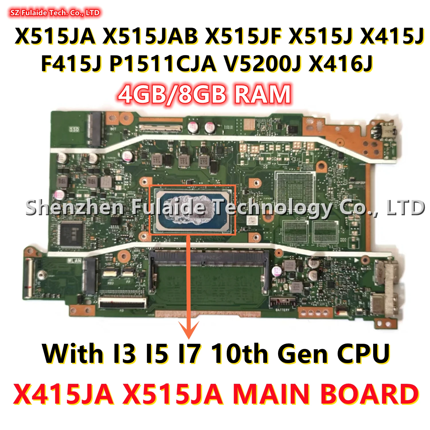 X415JA X515JA MAIN BOARD For Asus X515JA X515JAB X515JF X515J X415J F415J P1511CJA V5200J X416J Laptop Motherboard I3 I5 I7 CPU