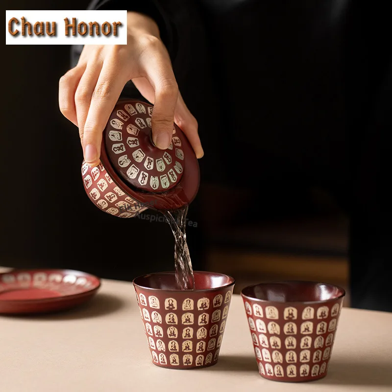 Old Rock Mud Buddha Tea Set Complete Set Aesthetic Tea Ceremony Set Household Tea Brewing Teapot And Tea Cup Set Tea Items Craft