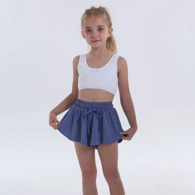 Children Shorts Girls Flowy Butterfly Shorts Athletic 2 in 1 Running Skirts Short Cheer Tennis Dance Preppy Kids Clothes 5-12Y 3