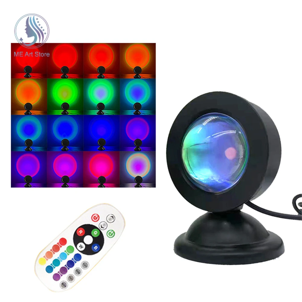 USB Sunset Lamp LED Projector Night Light 16 Colors Projector Light