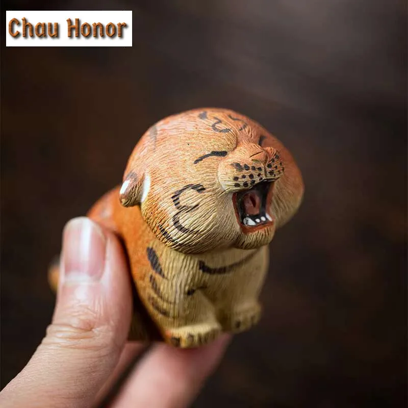 Cute Zodiac Tiger Tea Pet Small Animal Tea Sculpture Tea Figurine Household Tea Statue Tea Ceremony Drinkware Accessories Craft