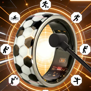 Nuovo Anello Smart 2026 con Design a Pallone da Calcio, Monitoraggio Frequenza Cardiaca, Pressione Sanguigna e Sonno, Impermeabile IP68, per Uomini e Donne, Regalo per le Feste
