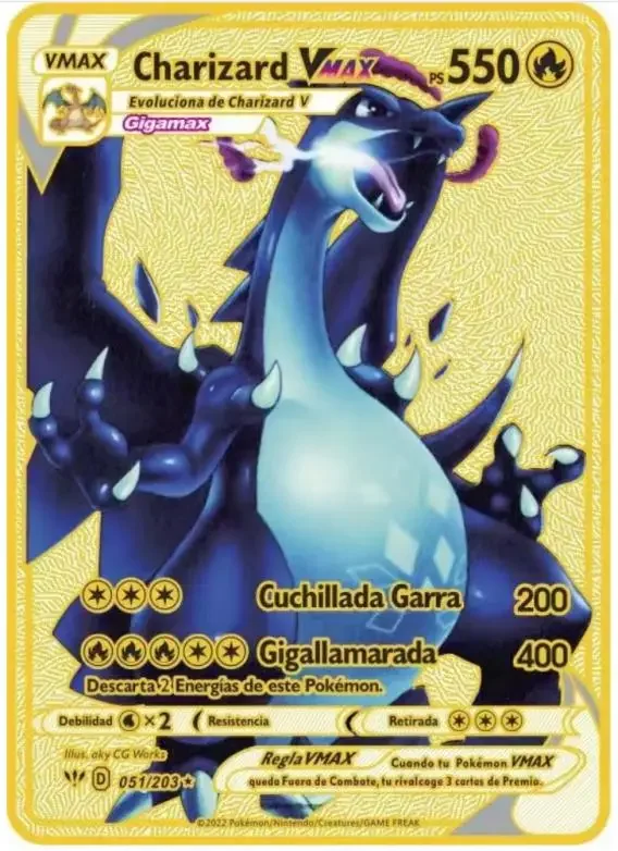 thumbnail image 1 of English 10000 Point Metal Card Gx Vmax Metal Cards Pikachu Charizard Gold Limited Edition Kids Gift Game Collection Card, 1 of 5